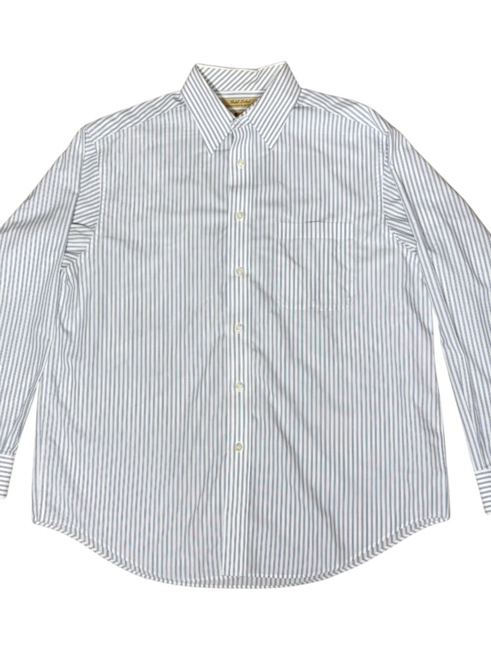Roundtree & Yorke Gold Label Blue Stripe Non-Iron Dress Shirt Large
